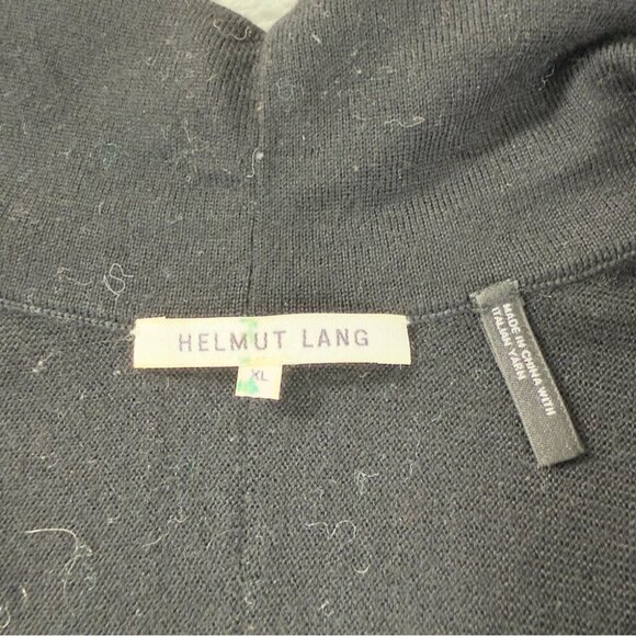 Helmut Lang Men's Size XL 100% Wool 1/4 Black Zip Up Jacket with Italian Yarn - Picture 2 of 12